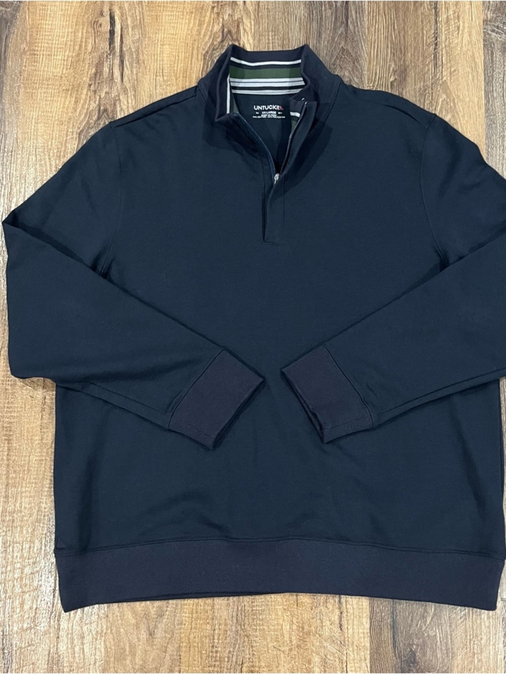 UnTuckit Mens Navy Blue Corral 1/4 Quarter Zip Long sleeve Pullover Size 2XL